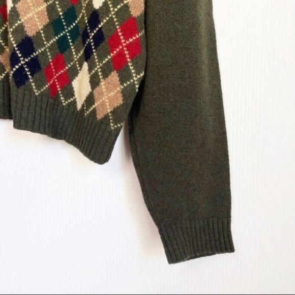 GAP 100% wool Green Classic Argyle V-Neck Grandpa’s Sweater XL - Picture 7 of 8